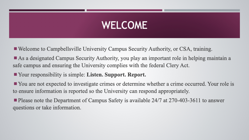 Campus Security Authoriy Training