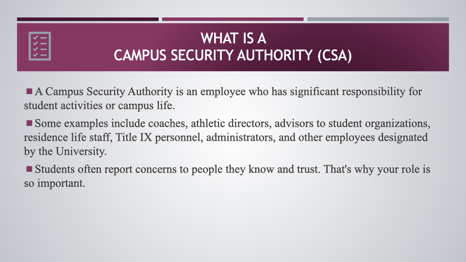 Campus Security Authoriy Training