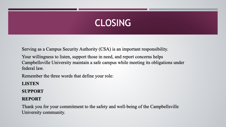 Campus Security Authoriy Training