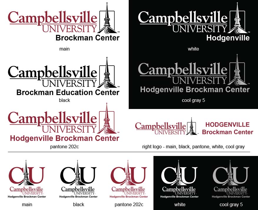 various CU Hodgenville Brockman Center logos
