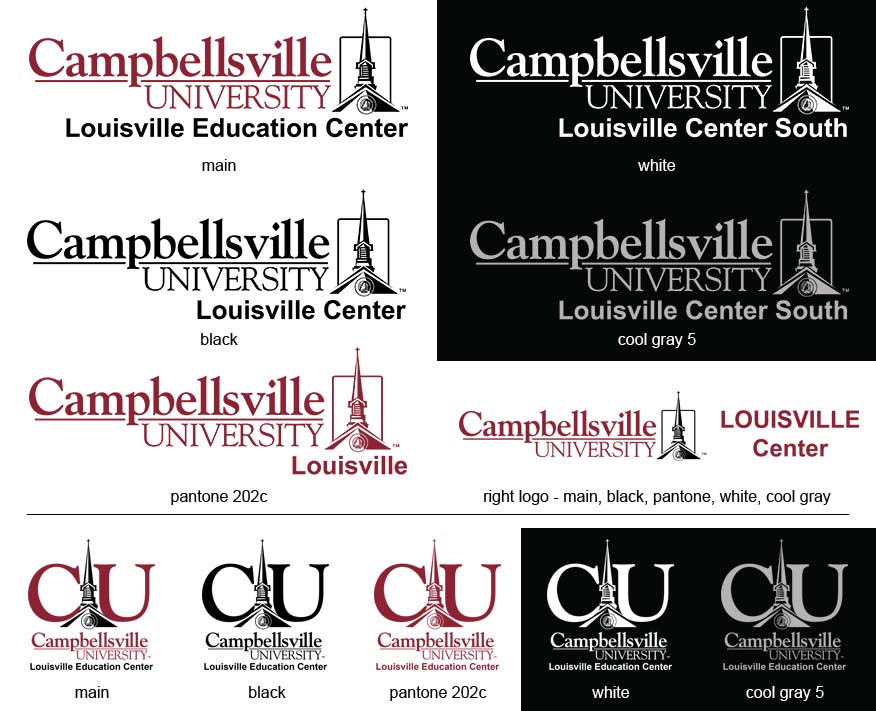 Various CU Louisvlle Center Logos