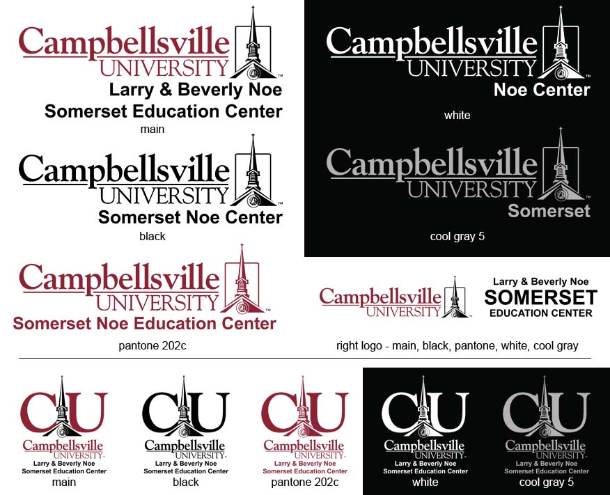 Various CU Somerset Noe Center logos