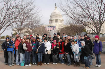 students in front of capital
