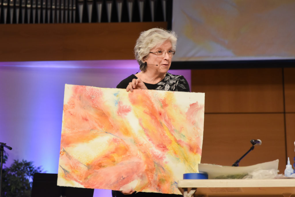 Christian artist Cora Renfro displays works and explains process in chapel 1