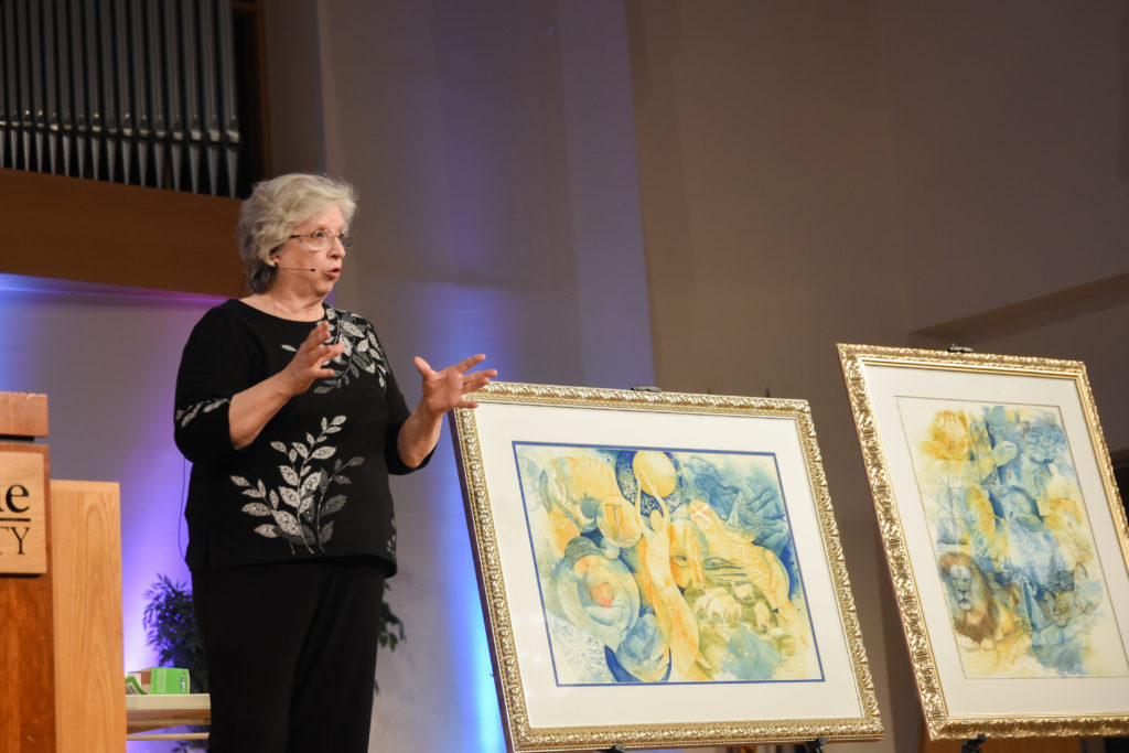 Christian artist Cora Renfro displays works and explains process in chapel 2