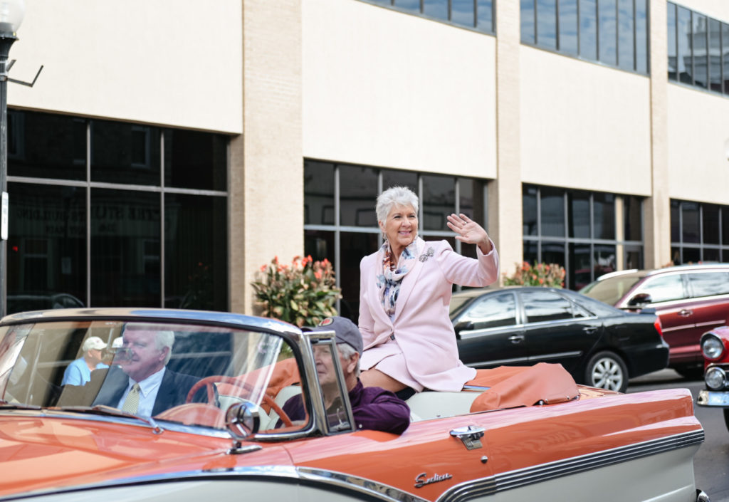 Hilda Legg ('74) served as grand marshal of Campbellsville University's Homecoming parade Oct. 19. She also received Campbellsville University's Distinguished Alumna Award. (Campbellsville University Photo by Joshua Williams)