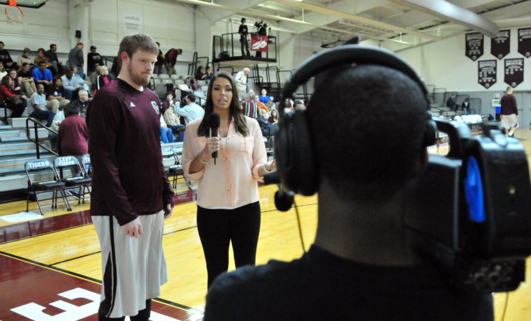 radio student interviews basketball player