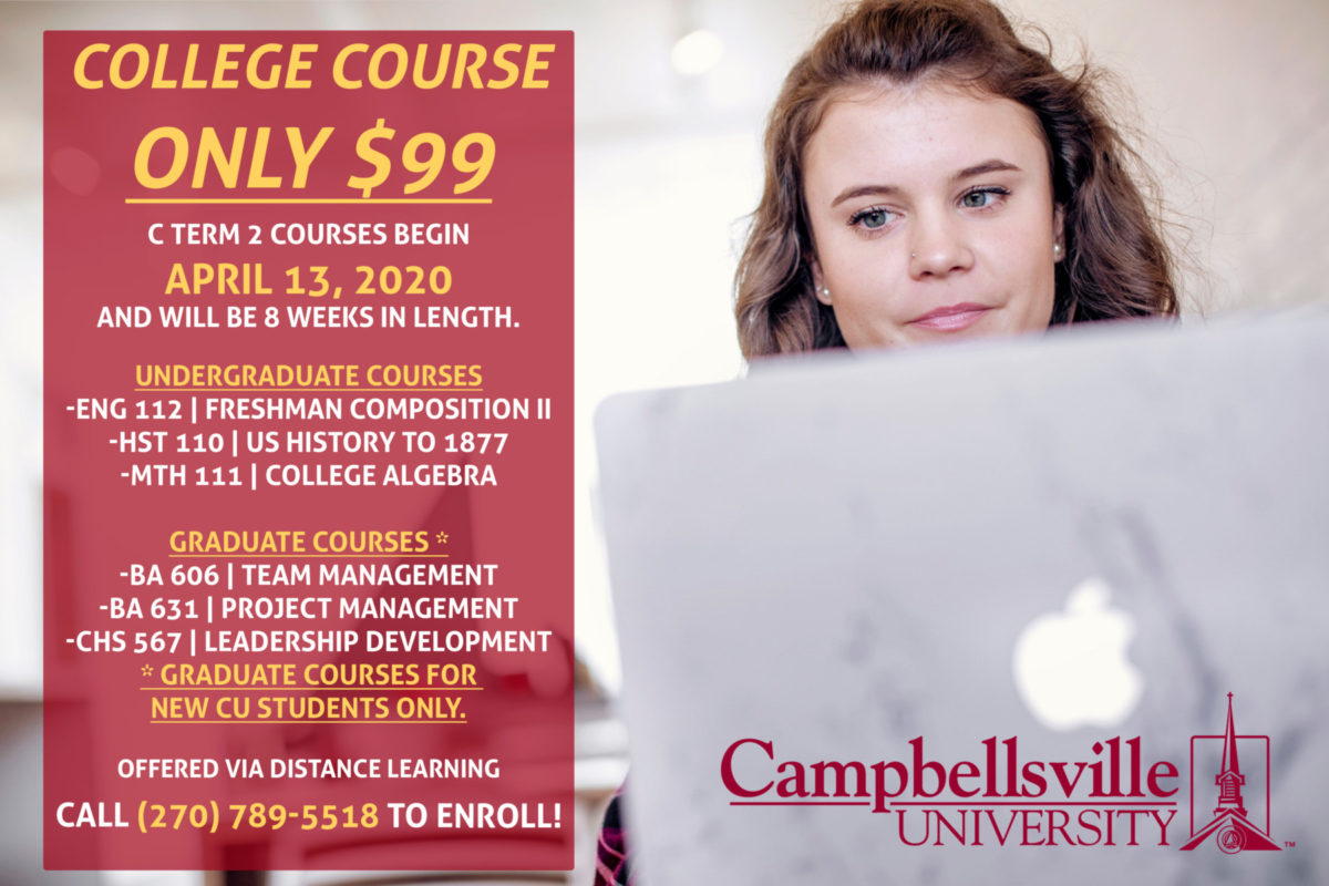 Campbellsville University to offer C2-Term classes beginning April 13 for $99 per course