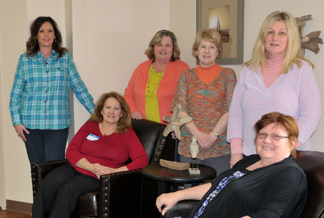 Debra Carter, Campbellsville University’s assistant professor of social work in the Carver School, standing, second from right, was a member of the planning committee to celebrate social work month. She is pictured with the committee at CU Somerset Education Center NASW workshop. Seated are Pam Eads, left, and Nancy Thayer, chair of the Lake Cumberland Branch of the NASW Kentucky Chapter. Standing, from left, are: Lori Williams, Connie Cable, Carter, and Carlene Hess. (Campbellsville University Photo by Linda Waggener)