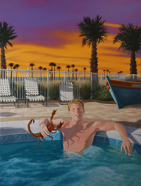 One of Barry Motes' oil paintings is this one titled "Oedipus the  Scorpion King." 