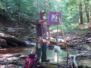 Bill Guffey paints landscapes as the majority of his work.