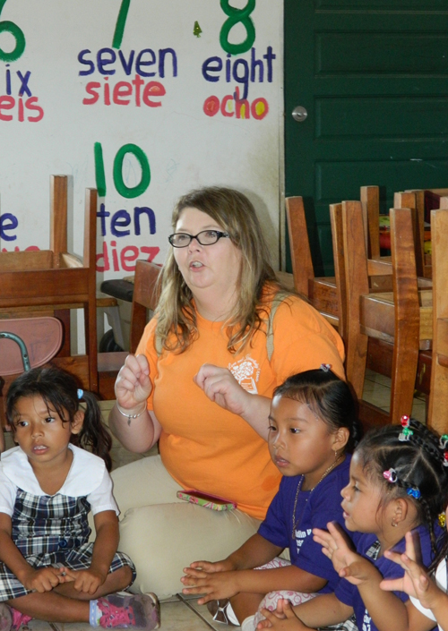 Rita Curtis of Leitchfield, Ky., a student in CU’s graduate teaching leader, master of arts in education, interdisciplinary early childhood education program, calls teaching children in Belize a “humbling experience.” (Campbellsville University Photo by Victoria Hundley)
