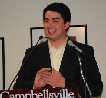 Ben Lowe talks about saving the planet at the KHIPP event. (Campbellsville University Photo by Joan C. McKinney)