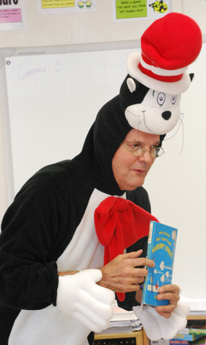 Bruce Garrison was dress as the Cat in the Hat. (Campbellsville University Photo by  Munkh-Amgalan Galsanjamts)