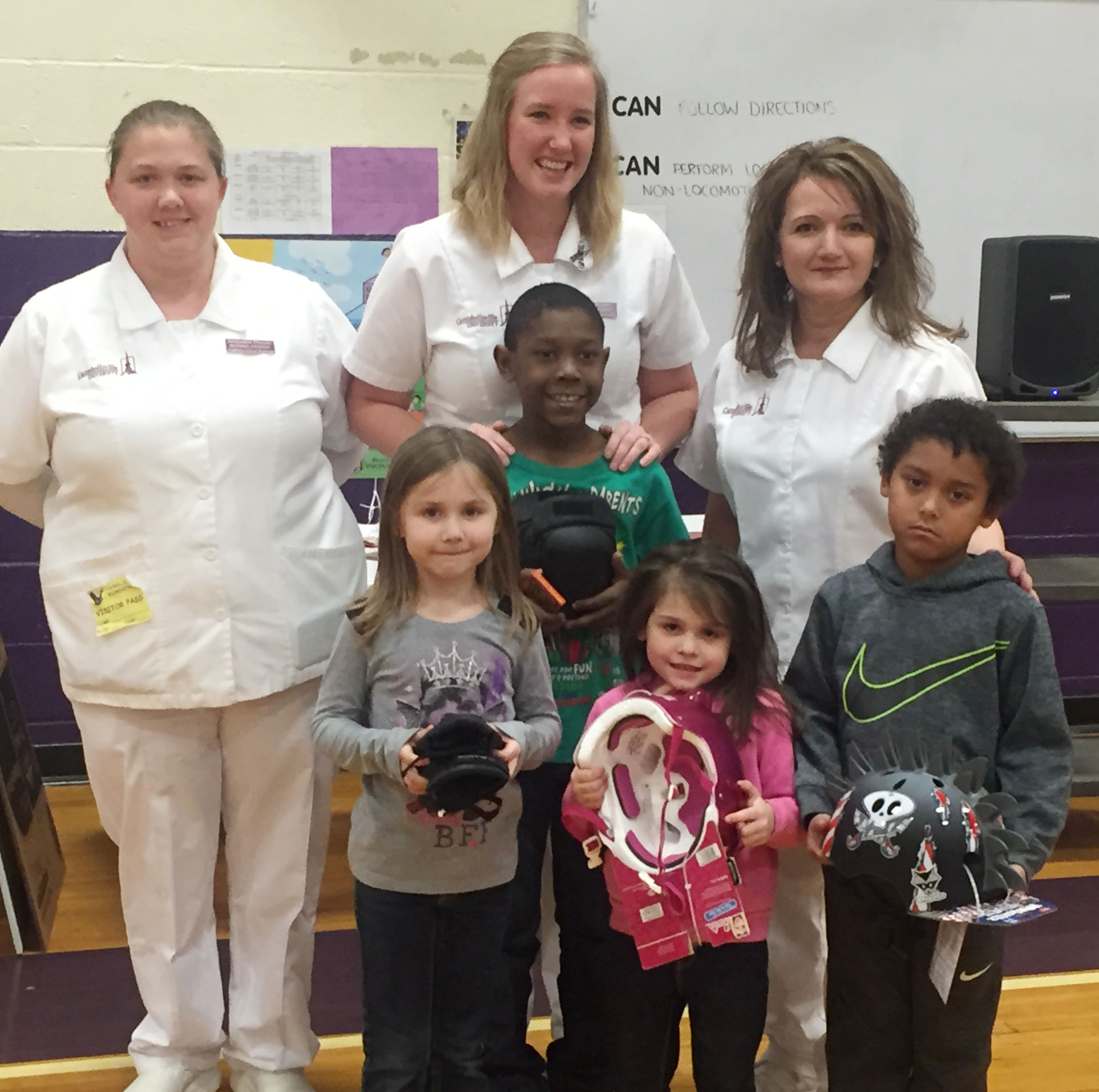 CES students received prizes when CU nursing students, from left, Jackie  Plouvier, Carissa Royer and Sandy Froggett,