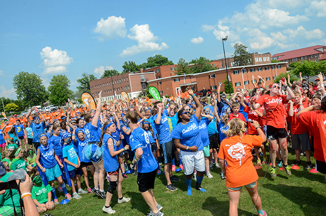 Centri-Kid students participate in “Mass Chaos” on the campus of Campbellsville University  during one of their camps. 