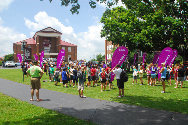 Campers receive instructions for their individual groups at the CentriKid camp at Campbellsville University. (Campbellsville University Photo by Joan C. McKinney)