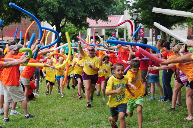 These children participated in "Mass Chaos" at a CentriKid camp at Campbellsville University.  More than 7,000 people will participate in camps at CU during the summer. (Campbellsville University Photo by Drew Tucker)
