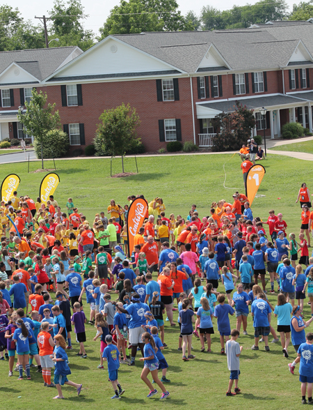  About 4,500 students with LifeWay’s CentriKid camps will be on the Campbellsville University campus this summer. This is a recent group. (Campbellsville University Photo by Bethany Thomaston)