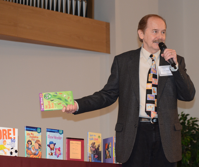 Charles Ghigna, also known as "Father Goose," was one of the speakers at last year's Beulah Camp- bell Children's Literature. He read from some of his books and talked about the importance of children's literature. (Campbellsville University Photo by Joan C. McKinney)
