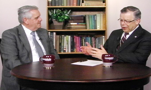 Campbellsville University’s John Chowning, vice president for church and external relations and executive assistant to the president of CU, right, interviews Dr. Terry Holliday, commissioner of education for the Commonwealth of Kentucky, on WLCU TV for the "Dialogue on Public Issues" show. The show will air Sunday, June 13 at 8 a.m.; Monday, June 13 at 1:30 p.m. and 6:30 p.m. and Wednesday, June 15 at 1:30 p.m. and 7 p.m. The show is aired on Comcast Cable Channel 10.