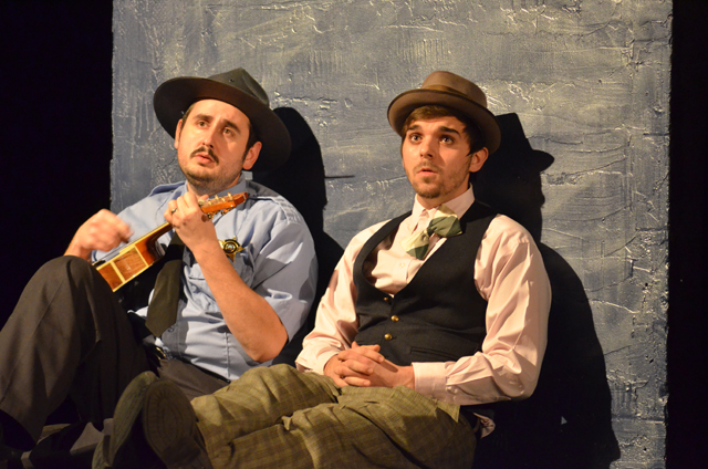 Brian Phillips, left, and Daniel Beams are characters in "It's a Wonderful Life" at Campbells- ville University Dec. 6, 7, 11, 13 and 14. (CKNJ Photo by Calen McKinney)