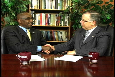 Campbellsville University’s John Chowning, vice president for church and external relations and executive assistant to the president of CU, right, interviewed, Kevin E. Fields Sr., left, youth development and education director of the Louisville Urban League, on Campbellsville University’s WLCU’s show “Dialogue on Public Issues.” The show will air at Sunday, Sept. 12 at 8 a.m.; Monday, Sept. 13 at 1:30 p.m. and 6:30 p.m. and Wednesday, Sept. 15 at 1:30 p.m. and 7 p.m. The show is aired on Comcast Cable Channel 10.