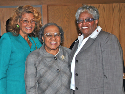 These three leaders in the African-American community were together at the Dialogue on Race luncheon. From left are: Dr.  Betty Griffin, president of Griffin Associates; Jean Wickliffe and Yevette Haskins of Greater Campbellsville United.  (Campbellsville University Photo by Linda Waggener)
