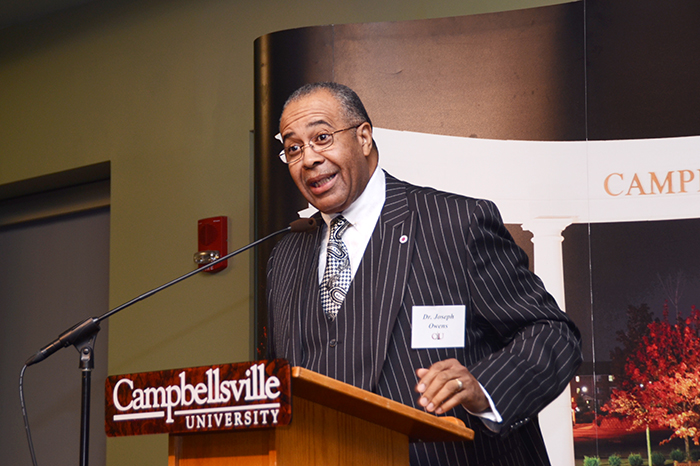 Dr. Joseph Owens, previous chair of Campbellsville University’s Board of Trustees, speaks about working behind the scenes for Campbellsville University. (Campbellsville University Photo by Joshua Williams)