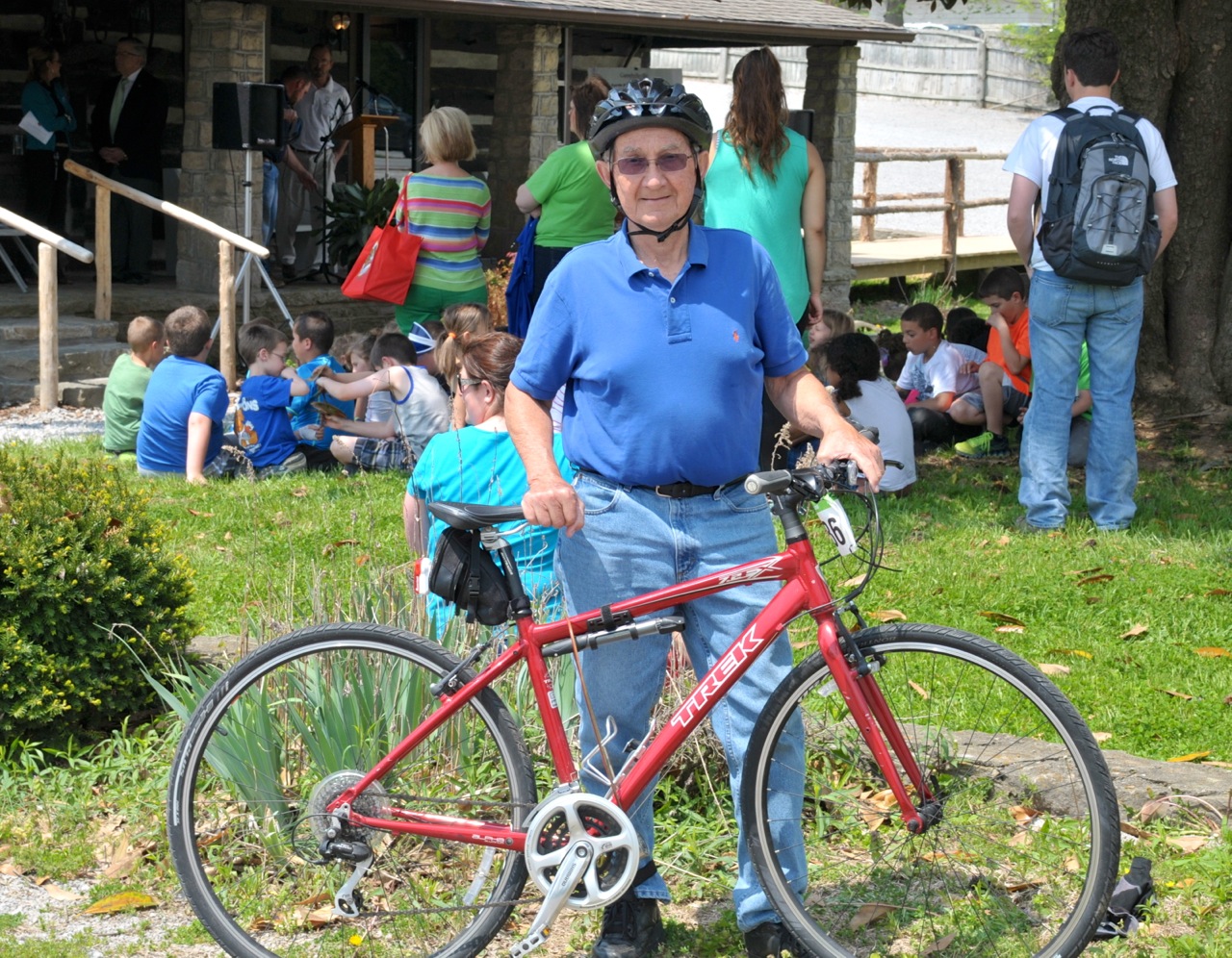 Paul Osborne, CU trustee and head of grounds and  landscape development, rode his Trek to the Earth Day  celebration on April 22. He is an avid biker and among the  leaders of the Campbellsville-Taylor County Trail Town  development. (CU Photo by Linda Waggener)