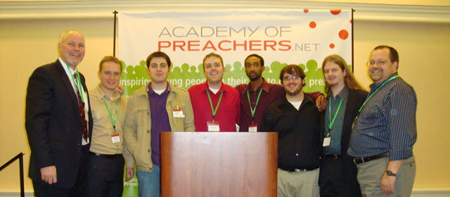 Campbellsville University had the most students at the National Festival of Young Preachers in Louisville recently. Professors Dr. Scott Wigginton, far left, and Dr. Dwayne Howell, far right, accompanied students from left: Jamie Bennett of Horse Cave, Ky., Trask Murphy of Summersville, Ky., Curtis Clemons of Williamstown, Ky., Andre Morton of Vine Grove, Ky., Andrew McGinnis of Waynesburg, Ky. and Jesse Reese of Old Bridge, N.J.