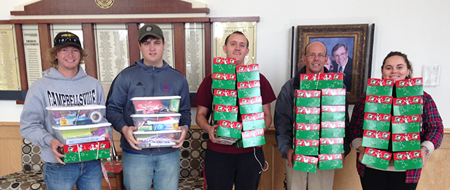 Operation Christmas Child Boxes gathered by students