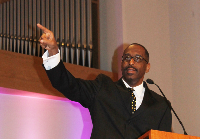 Dr. Kevin Cosby, senior pastor of St. Stephen Church and president of Simmons College of Kentucky in Louisville, spoke at Campbellsville University’s chapel service to celebrate African-American History Month. (Campbellsville University Photo by Sarah Ames)