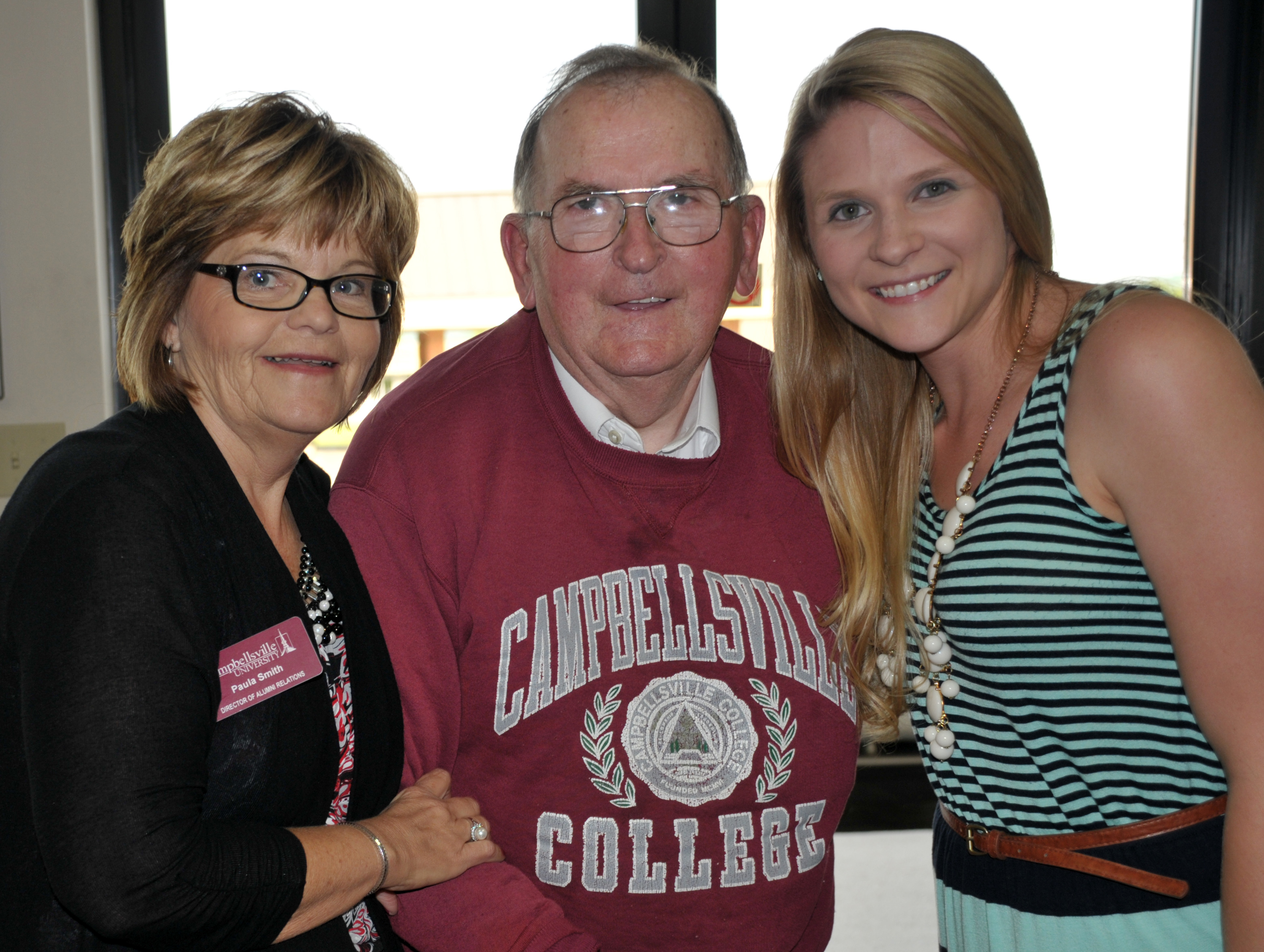 Paula Smith, left, CU director of alumni relations, is pictured with the Rev. Wayne B. Brickner, 1963 CU alumnus, and 2010 graduate Megan Massey at the “Campaign for the Commonwealth” dinner May 8 in Somerset at the Larry and Beverly Noe Education Center. (Campbellsville University Photo by Linda Waggene