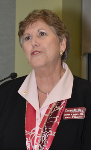 Dr. Brenda Priddy, dean of the School of Education, praised CU's school partners. (Campbellsville University Photo by Joan C. McKinney)
