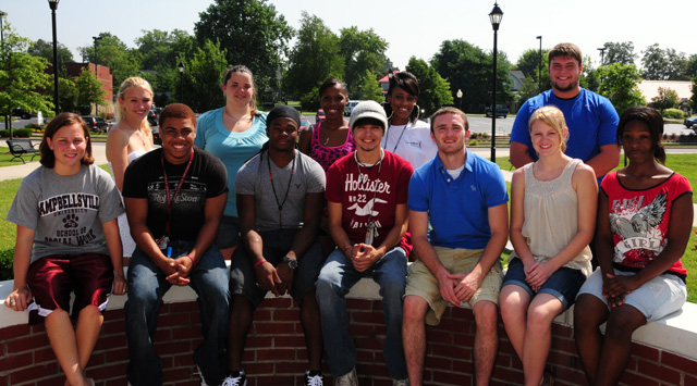 Students who completed the Summer Education Experience (SEE) program are from left: Front row -- Autumn McKinley of Somerset, Ky.; Jamal Daniel of Dickson, Tenn.; Darius Skinner of Winchester, Ky.; Logan Graham of Campbellsville, Ky.; Mikie Moore of Inez, Ky.; Laura Morris of Franklin, Ky.; and Monique Powell of Elizabethtown, Ky. Back row -- Brittany Perry of Berry, Ky.; Amber Harper of Albany, Ky.; Stanisha Hughes of Campbellsville, Ky.; Ciera Allen of Bardstown, Ky.; and Brandon Couch of Middlesboro, Ky. (Campbellsville University Photo by Christina Kern)