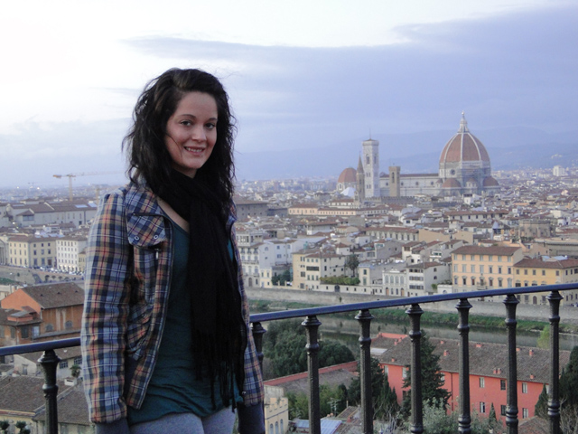  Sarah Sprague, a former CU student who studied abroad in Italy, views Florence from the  "Michelangleo Lookout." (Photo Submitted)