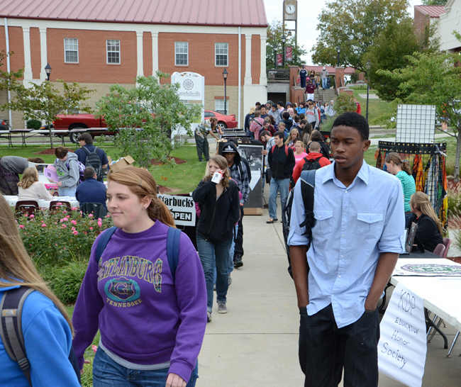 Campbellsville University has her 23rd consecutive semester of record enrollment with 3,607 students for fall 2011. Numerous students participated the Tour of Clubs at CU as they began the semester. (Campbellsville University Photo by Naranchuluu Amarsanaa)