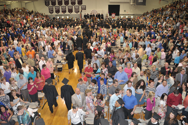 Powell Athletic Center was packed at the undergraduate commencement May 5 with a record number of graduates. (Campbellsville University Photo by Linda Waggener)
