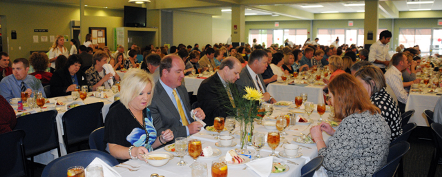  About 425 persons attended the Campbellsville University Excellence in Teaching Awards Ceremony luncheon May 15 in the Winters Dining Hall. (Campbellsville University Photo by Ashley Zsedenyi)