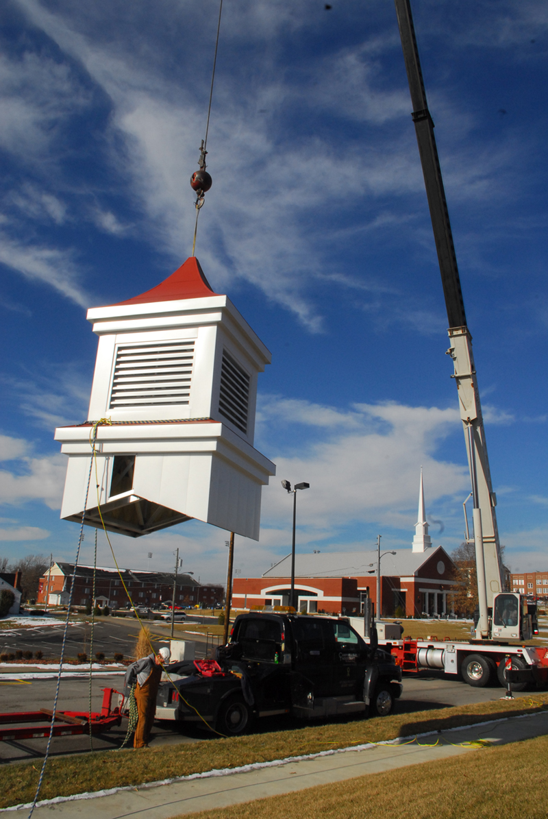   A cupola, made by Campbellsville Industries, was placed on the new School of Education building Jan. 14.
