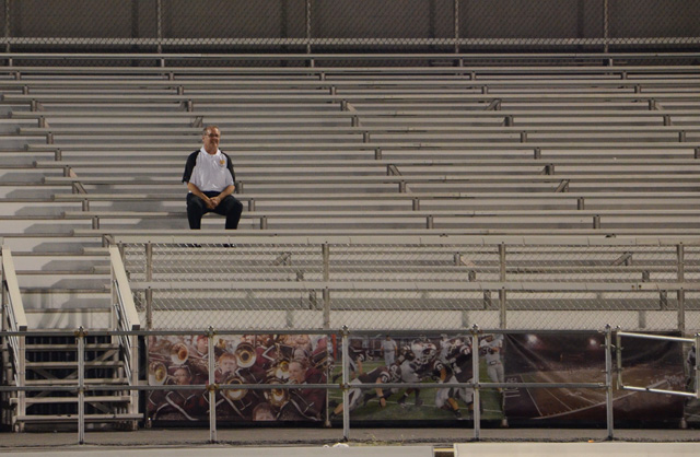  Campbellsville Mayor Tony Young sits in the bleachers as a witness to the event. (Campbellsville University Photo by Naranchuluu Amarsanaa)