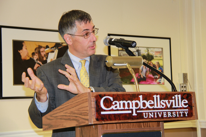 Dr. Paul Salamanca was a guest speaker at Campbellsville University's Kentucky Heartland Institute on Public Policy "Constitution Day" where he spoke about the Constitution of the United States and how it works so well today. (Campbellsville University Photo by Rachel DeCoursey)