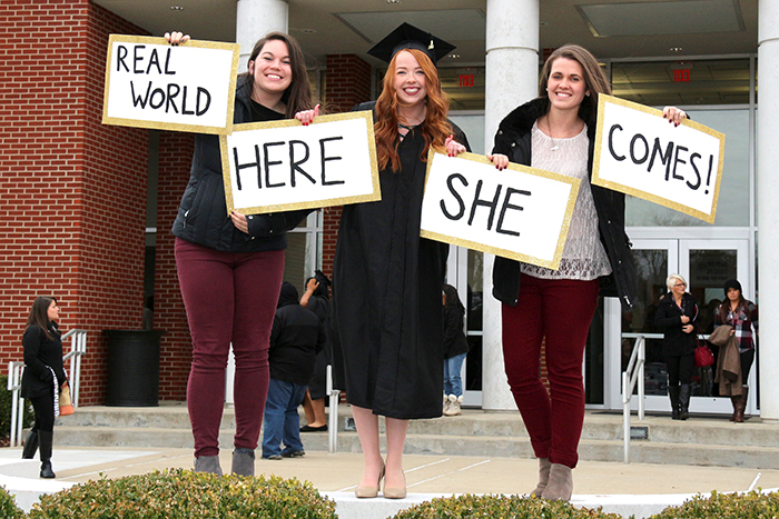 Upon graduating from Male Traditional High School in Louisville, Ky., Kari Green, Emily Meadows and Taylor Ohlmann all agreed to go to Campbellsville University. Now, they are seniors telling the world they are on their way. From left: Green, Meadows and Ohlmann. Campbellsville University Photo by Drew Tucker)