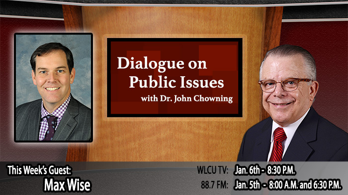 Campbellsville University’s Dr. John Chowning, executive assistant to the president of Campbellsville University for government, community and constituent relations, interviews, Max wise, state senator (R-Campbellsville), for his “Dialogue on Public Issues” show. The show will air the following times: on WLCU-TV, Campbellsville University’s cable channel 10 and digital channel 23.1, Monday, Feb. 6 at 8:30 p.m. and Sunday, Feb. 5 at 8 a.m. and 6:30 p.m. on 88.7 The Tiger radio.
