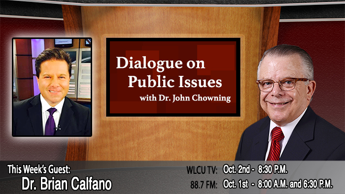 Campbellsville University’s Dr. John Chowning, executive assistant to the president of Campbellsville University for government, community and constituent relations, interviews, Dr. Brian Calfano, professor of political science and journalism at the University of Cincinnati, for his “Dialogue on Public Issues” show. The show will air the following times: on WLCU-TV, Campbellsville University’s cable channel 10 and digital channel 23.1, Monday, Oct. 2 at 8:30 p.m. and Sunday, Oct. 1 at 8 a.m. and 6:30 p.m. on 88.7 The Tiger radio.