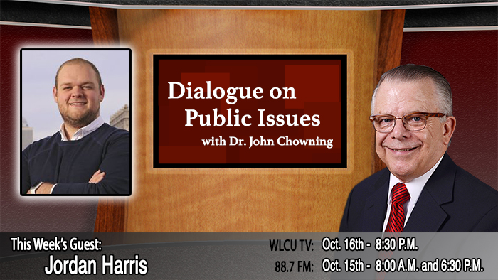 Campbellsville University’s Dr. John Chowning, executive assistant to the president of Campbellsville University for government, community and constituent relations, interviews, Jordan Harris, founder and co-executive director of Pegasus Institute, for his “Dialogue on Public Issues” show. The show will air the following times: on WLCU-TV, Campbellsville University’s cable channel 10 and digital channel 23.1, Monday, Oct. 16 at 8:30 p.m. and Sunday, Oct. 15 at 8 a.m. and 6:30 p.m. on 88.7 The Tiger radio.