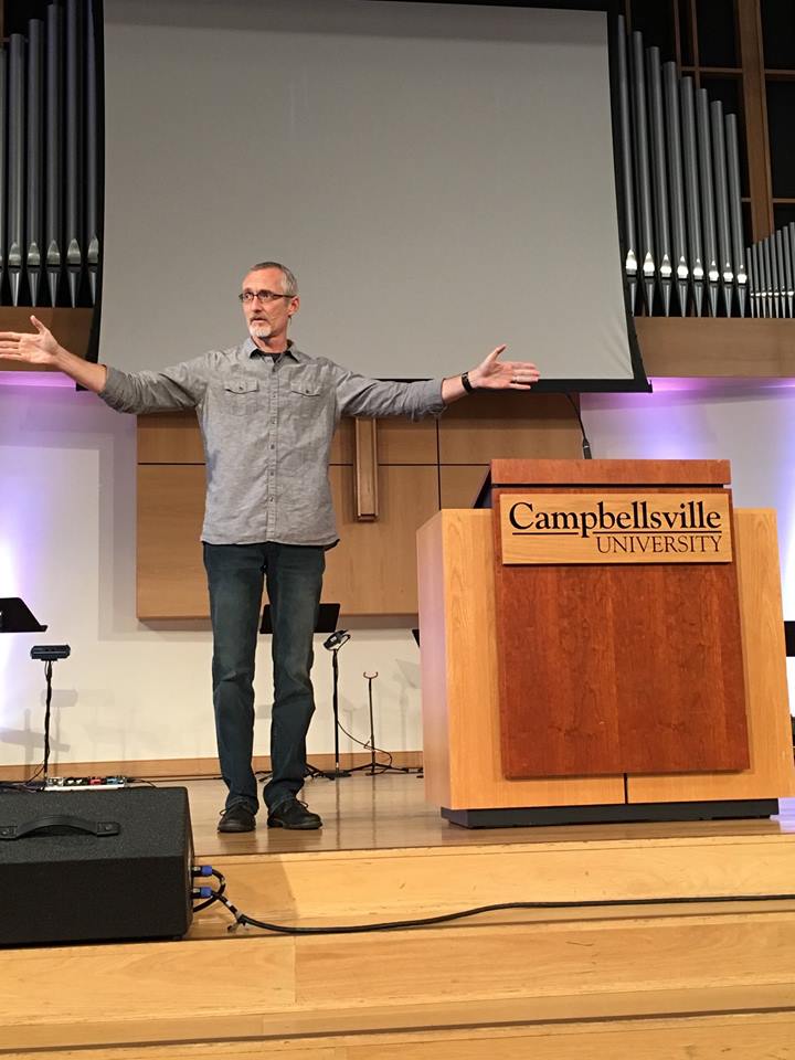 Phil Vischer, co-creator of Veggie Tales, shares a message about failure at Campbellsville University’s convocation service