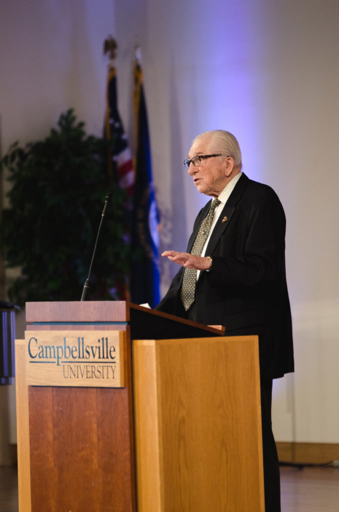 Dr. E. Bruce Heilman serves as featured speaker during the Oct. 25 chapel service at CU. (Photo By Joshua Williams)